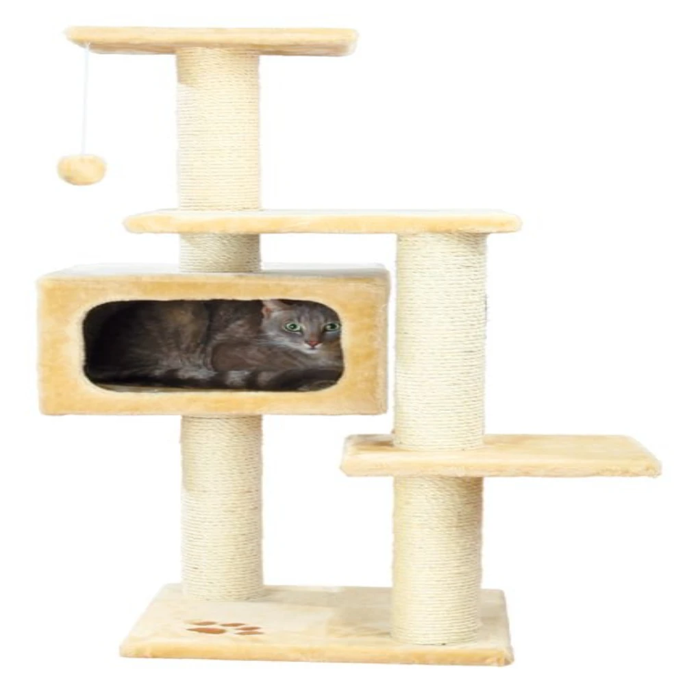

Plush & Sisal 4-Level 43" Cat Tree with Scratching Posts & Condo, Beige