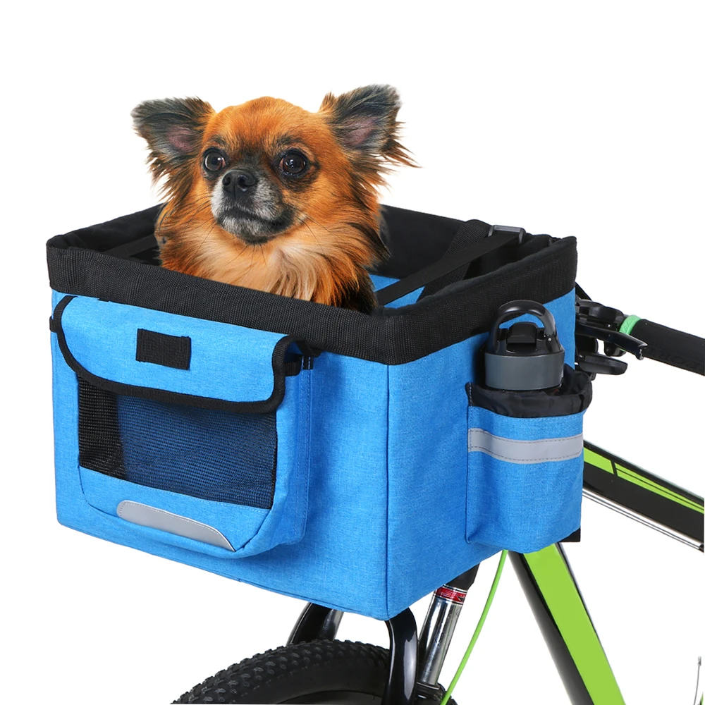 

Foldable Bicycle Front Basket Removable Bike Pet Basket Pet Dog Cat Rabbit Carrier Camping Tote Bag Bike Bag For Bicycle 2022