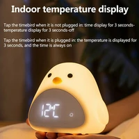 clock cartoon time bird led night light alarm cute silicone touch child