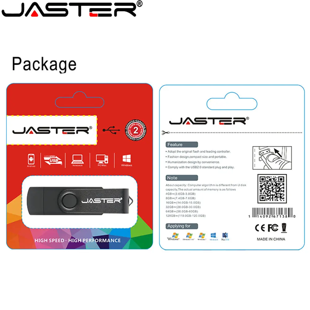 JASTER TYPE-C for Mobile Phone USB Flash Drives 64GB Red Rotatable OTG Green Pen Drive 32GB Free Key Chain Black Memory Stick 8G images - 6