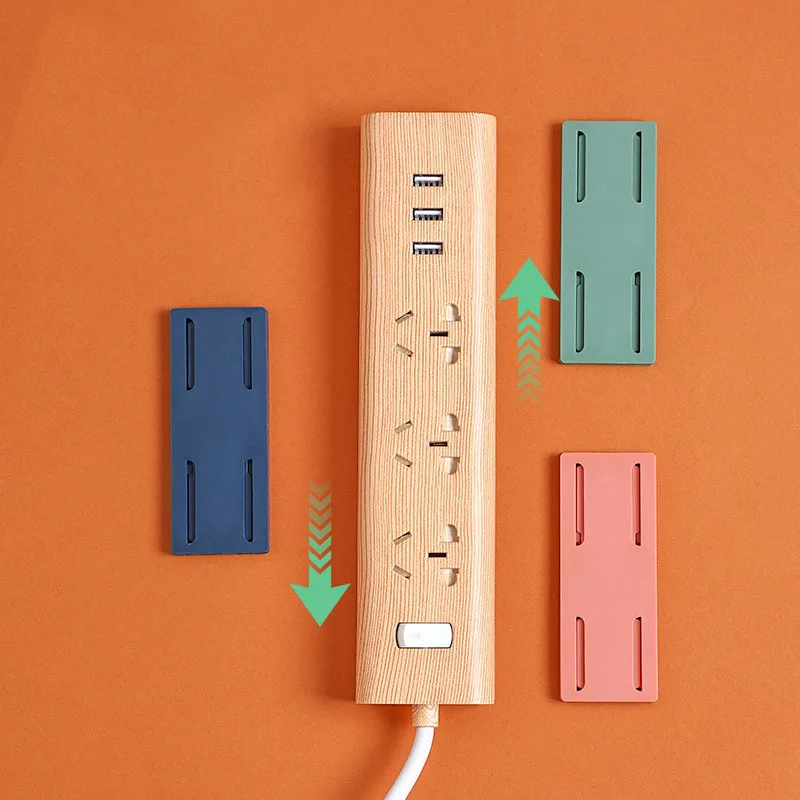 

1/2PC Self-adhesive Wall Hook Socket Storage Holder Socket Organizer Fixer Powerful Traceless Wall-mounted Cable Strip Holder