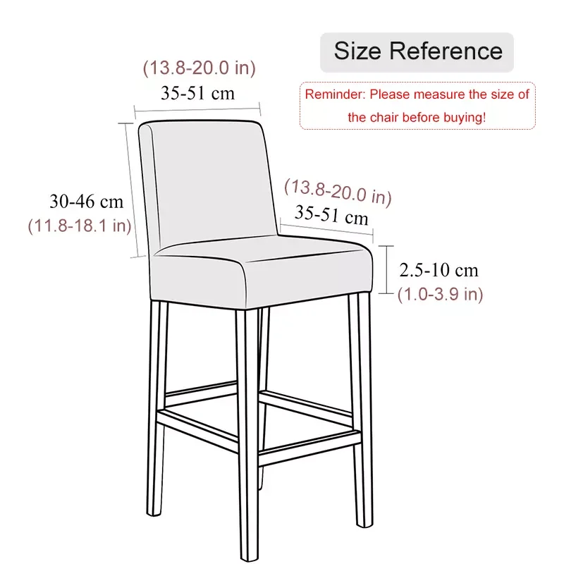 

Bar Stool Chair Cover Short Back Chair Covers for Dining Room Banquet Kitchen Spandex Stretch Small Size Seat Slipcover