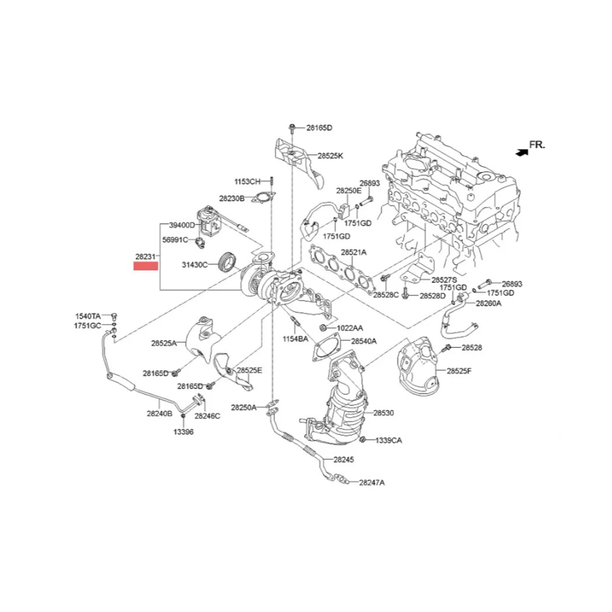 Картридж турбо 28231-2GTA1 TD04L6 CHRA для Hyundai Sonata 2015-2018 DOHC-TCI/GDI 282312GTA1 90124-01050 9012401050