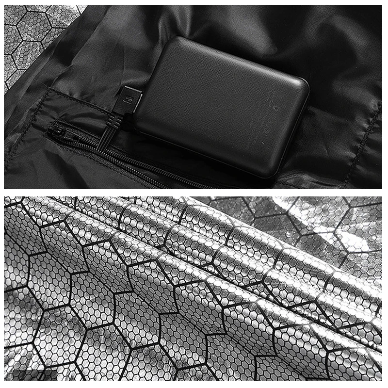 Fashion Heating Cotton Clothes 15 Area Large Area Constant Temperature Warm Clothes Loose Hooded Solid Color Plaid Jacket Unisex