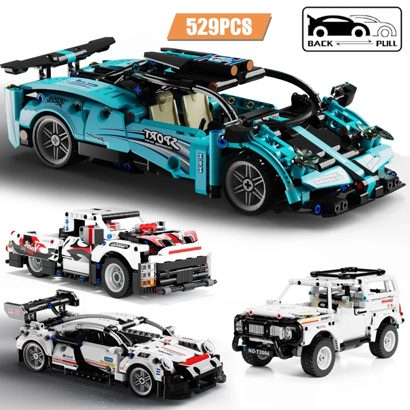 

Compatible Pull Back Racing Car Building Blocks City Speed Supercar Off-road Sports Vehicle Bricks Toys for Kids Gifts