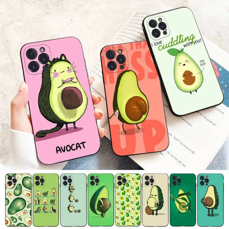 

Cartoon lovely avocado Phone Case For iPhone 14 11 12 13 Mini Pro XS Max Cover 6 7 8 Plus X XR SE 2020 Funda Shell