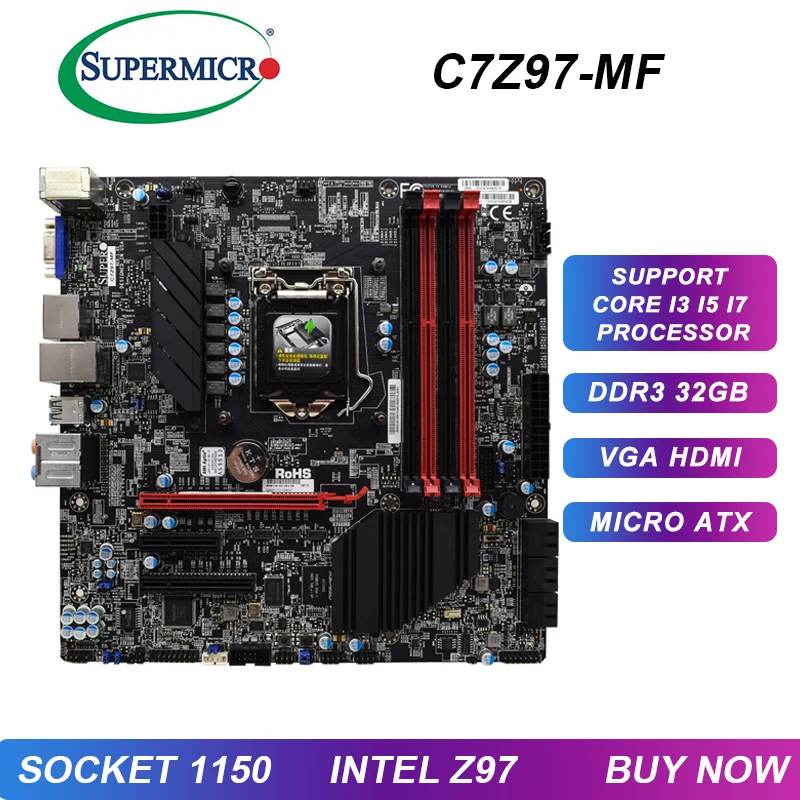 

Motherboard 1150 Motherboard DDR3 For SUPERMICR C7Z97-MF Intel Z97 Support Core i3/i5/i7 Cpus 32GB ATX HDMI USB3.0 PCI-E 3.0 x16