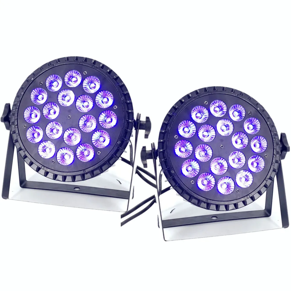 

2pcs/18x12w RGBW 4in1 18x18w RGBWAUV 6in1 LED Light Can Sound Action Flat Par Light DMX Stage Lights Or Party KTV Disco DJ Lamp