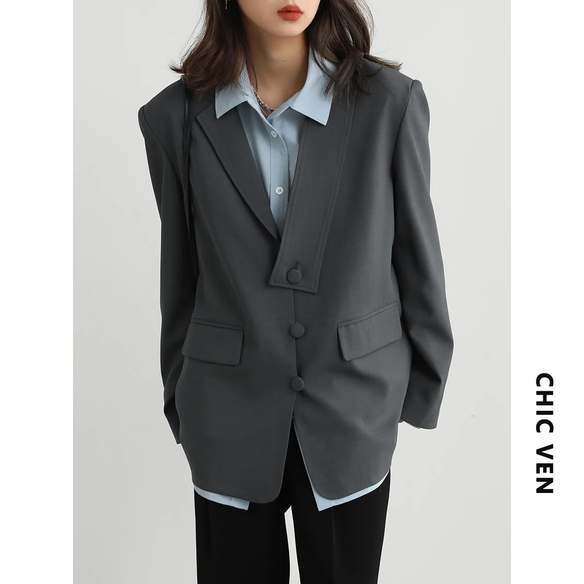 Женский короткий Блейзер в Корейском стиле Простой повседневный однотонный