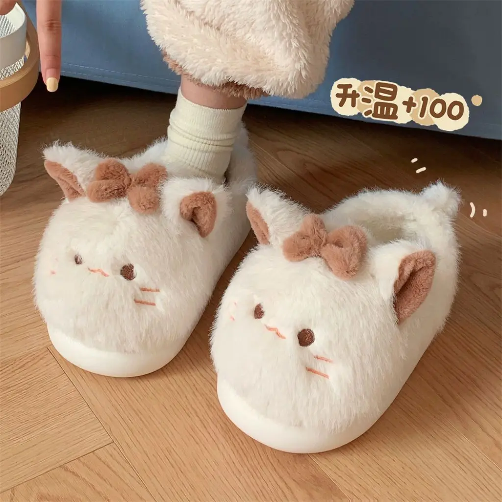 

Full back wrap kitty slipper for women fluffy home shoes winter warm loafer slippers female cat design shoes woman fuzzy sliper
