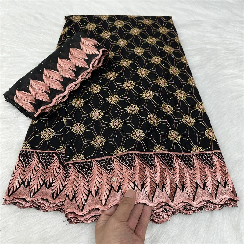 

7 yard With Scarf Swiss lace fabric latest Dry lace embroidery African 100% cotton fabrics Swiss voile lace Dubai style 9L102905
