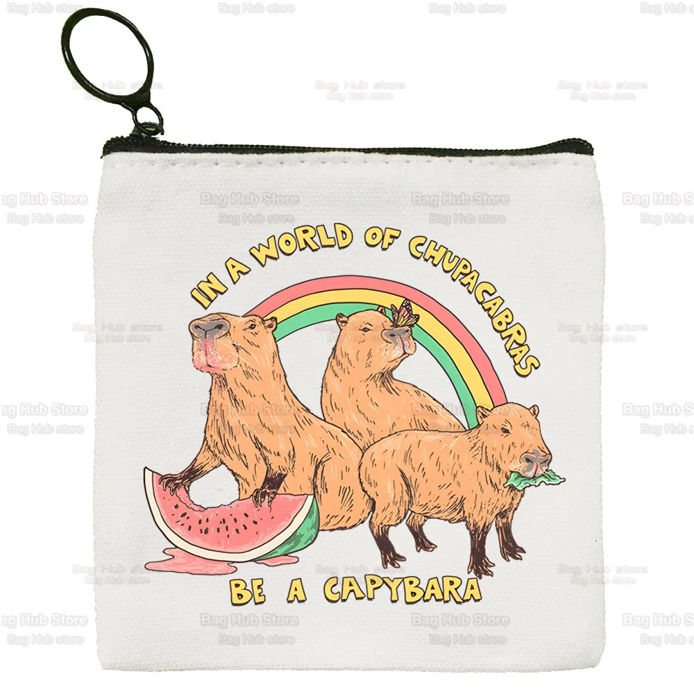 Capybara Canvas Coin Purse Key Bag Classic Zipper Capybaras Is My Spirit Animals Storage Bag Customized Wallet With Card Holders