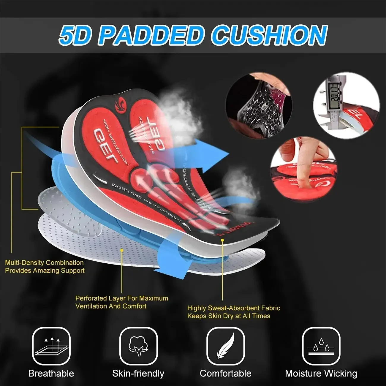 Мужские велосипедные шорты X-TIGER с задним карманом 5D гелевыми вставками для