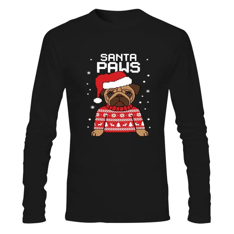 

Мужская одежда, новинка, модный мужской свитер с Сантой лапой, Мопсом, уродливым рождественским принтом, футболка с собакой, забавный подаро...