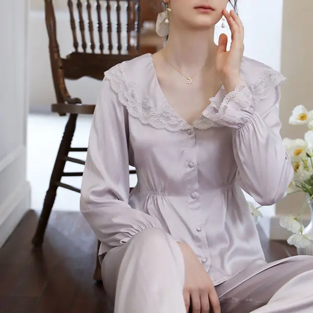 QWEEK Sweet Heart Women's Pajamas Satin 