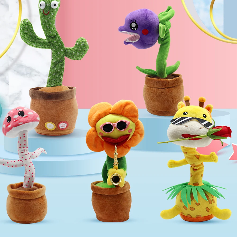 

Dancing Talking Cactus Figurines for Baby Room Sleep Accessories Cute Plants Singing Interactive Miniatures Funny Pet Supplies
