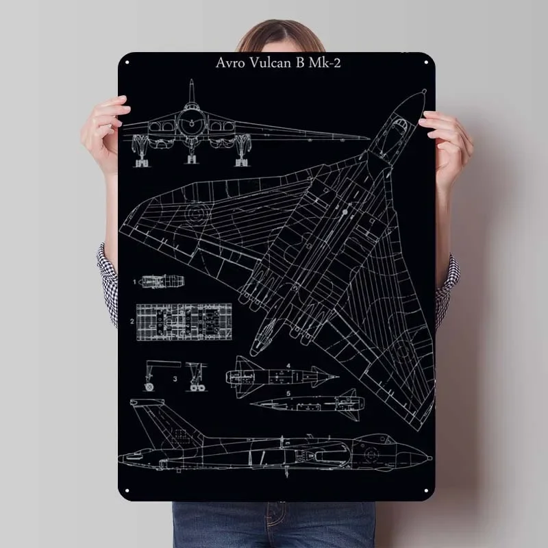 Avro вулкан B Mk2 знак истребитель схема украшение стены Декор для гостиной Ретро
