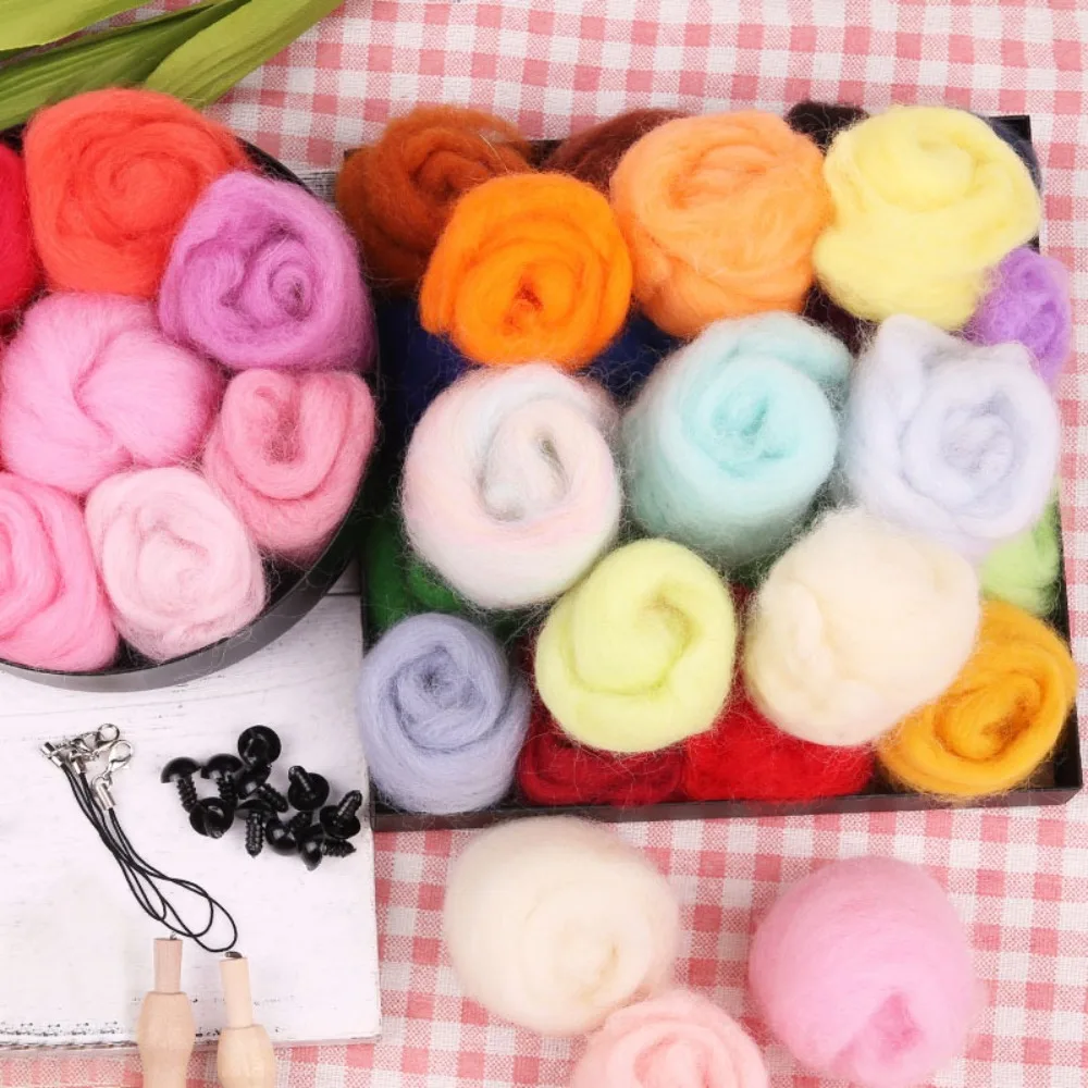 12pcs 12 Colors 5g Wool Fibre Roving For DIY Needle Felting Hand Spinning  Sewing Craft Arts