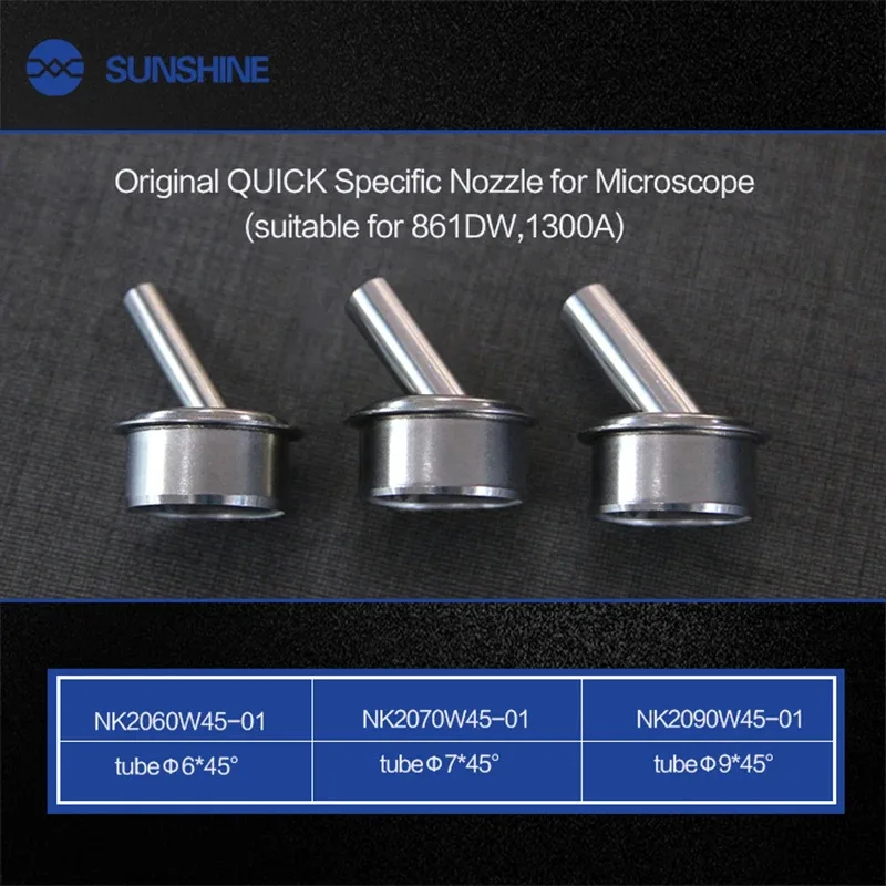 Фото Оригинальная насадка для микроскопа QUICK 6 мм 7 мм 9 мм NK2060W NK2070W NK2090W изогнутая насадка для термофена, предназначенная для 861DW 1300A 858AK №4