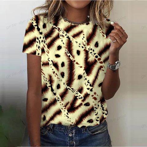 Female Fashion Short Sleeve Harajuku Clothes O Neck Casual Daily Pullover Gradient Women's T Shirt Striped Blouse Luxury Tees