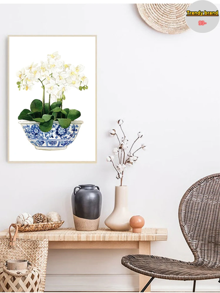 Белая орхидея Магнолия китайская живопись на холсте искусство скандинавские