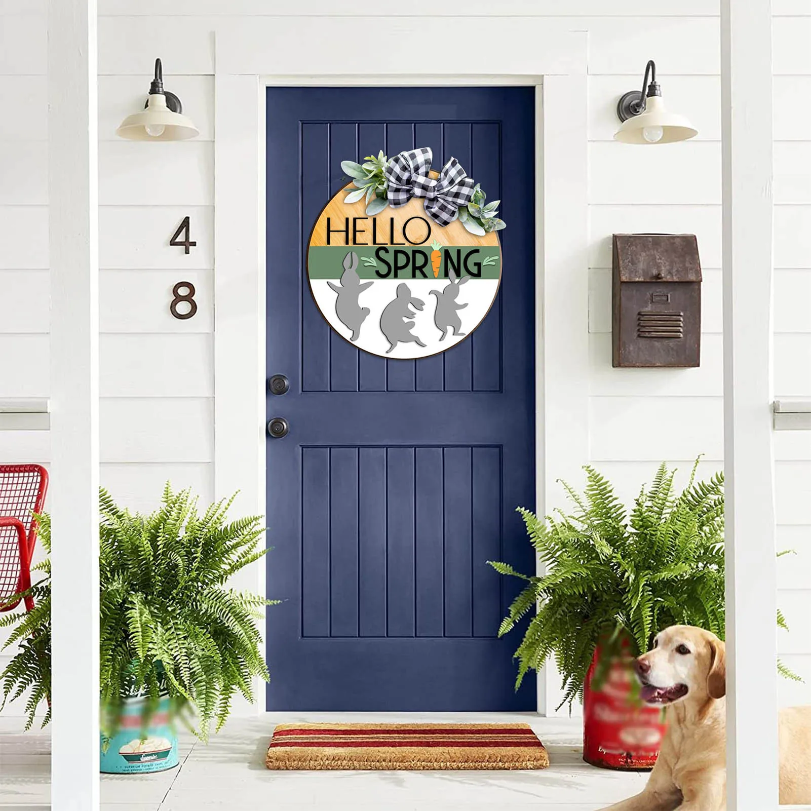 

Front Door Welcome Sign Easter Welcome Sign Easter Garland Decorations Round Wreaths Wooden Welcome Sign For Front Door Porch