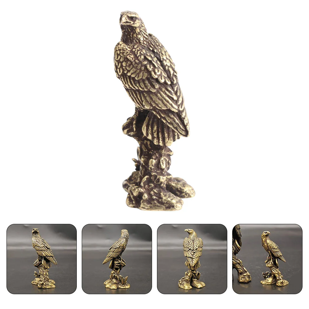 

Eagle Brass Statue Figurine Sculpture Miniature Desktop Decor Ornament Animal Hawk Bird Tabletop Decoration Vintage Simulation