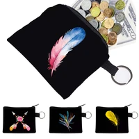 hot selling feather print coin purses new men women wallet korean trend wallet card packs purse fashion handbags casual tote bag