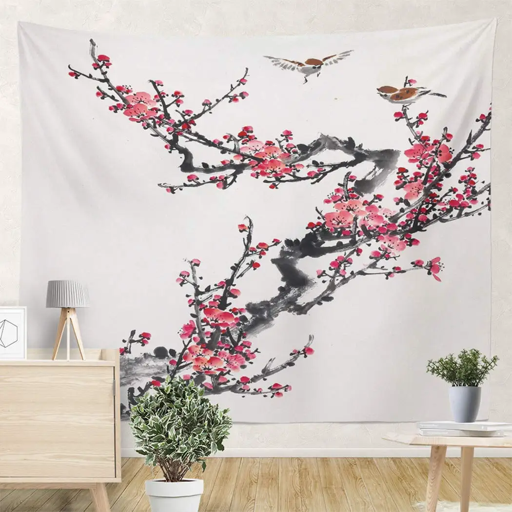 

Гобелен 100% полиэстер красный розовый персиковый сливовый принт