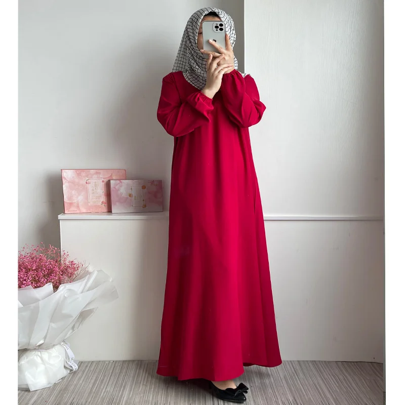 Muslim Fashion Dress Dubai Ladies Abaya Solid Color Long Dress Robe Abayas for Women Vestidos Largos Islamic Clothing African