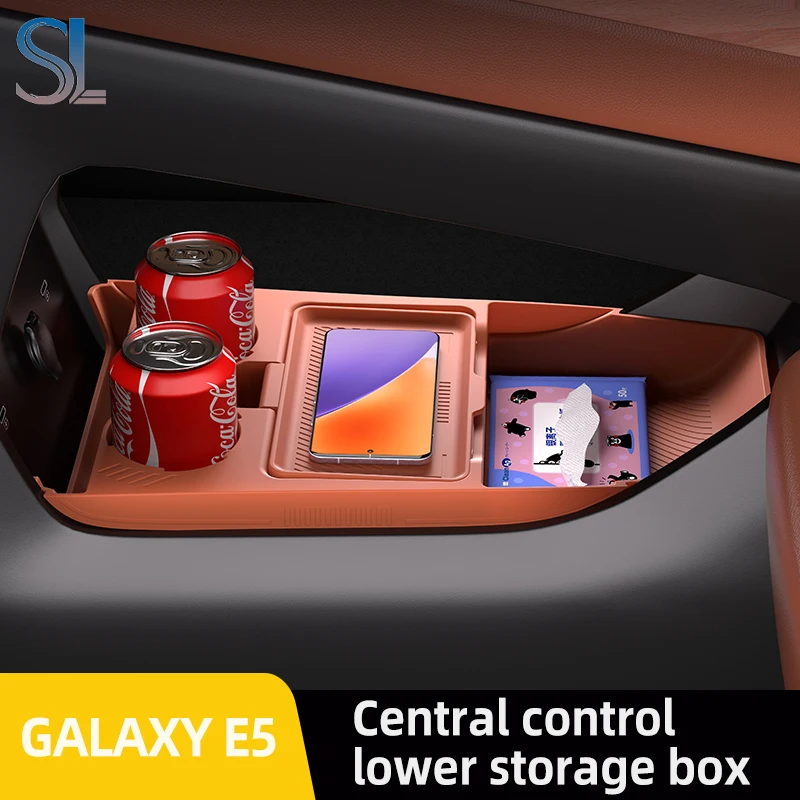Фото Для Geely Galaxy E5 EX5 2024 2025 ящик для хранения центральный подлокотник скрытый ящик подстаканник органайзер аксессуары для интерьера №1