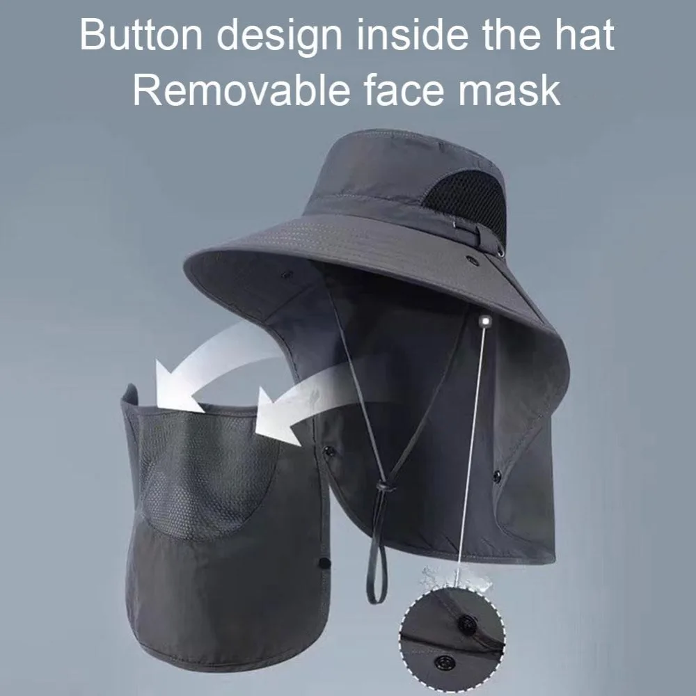 1szt Kapelusz przeciwsłoneczny Big Eave Maska wędkarski Praca na świeżym powietrzu Wspinaczka Turystyka Czapki Ochrona przed słońcem Odpinane