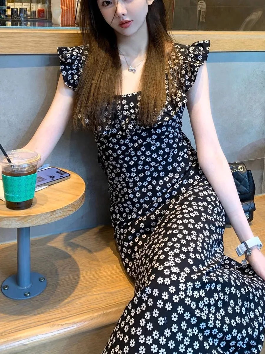 

Elegant Floral Dress Resort French Vintage Print Maxi Dress