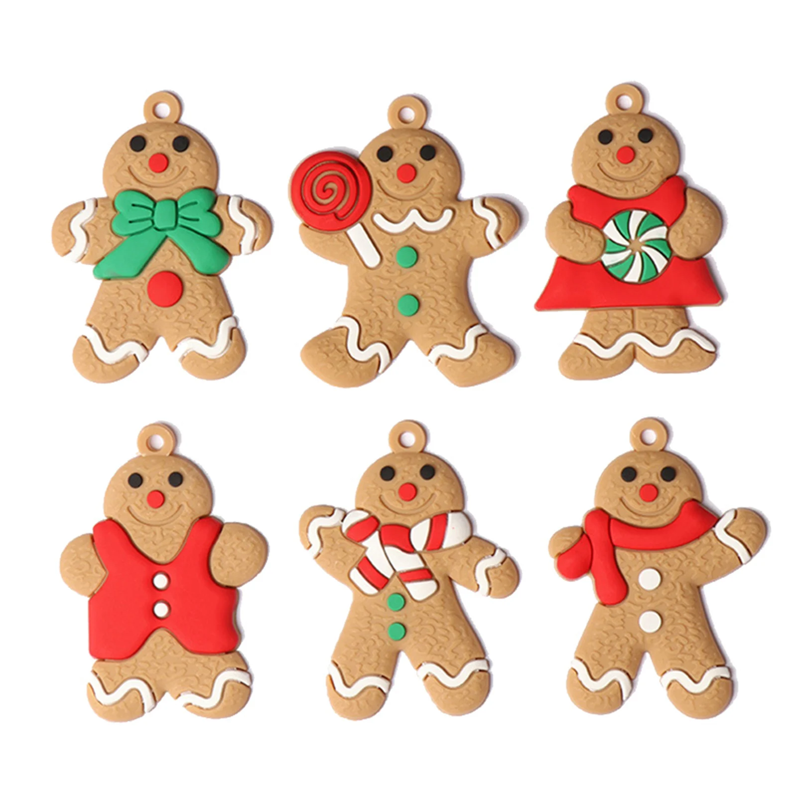 

12pcs Gingerbread Man Ornaments For Christmas Tree Decorations Hanging Charms Figurine Holiday Pendant Decoration