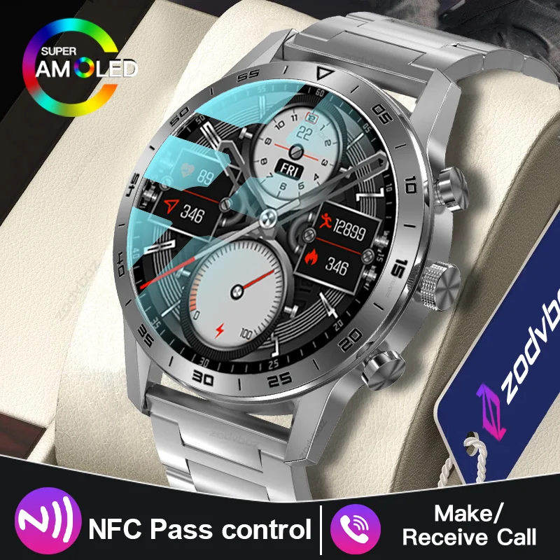 

NFC Smart Watch Men 1.45 Inch HD Large AMOLED Display Hi-Fi Voice Calling Sport GPS Watches IP68 Waterproof ECG Smartwatch 2023