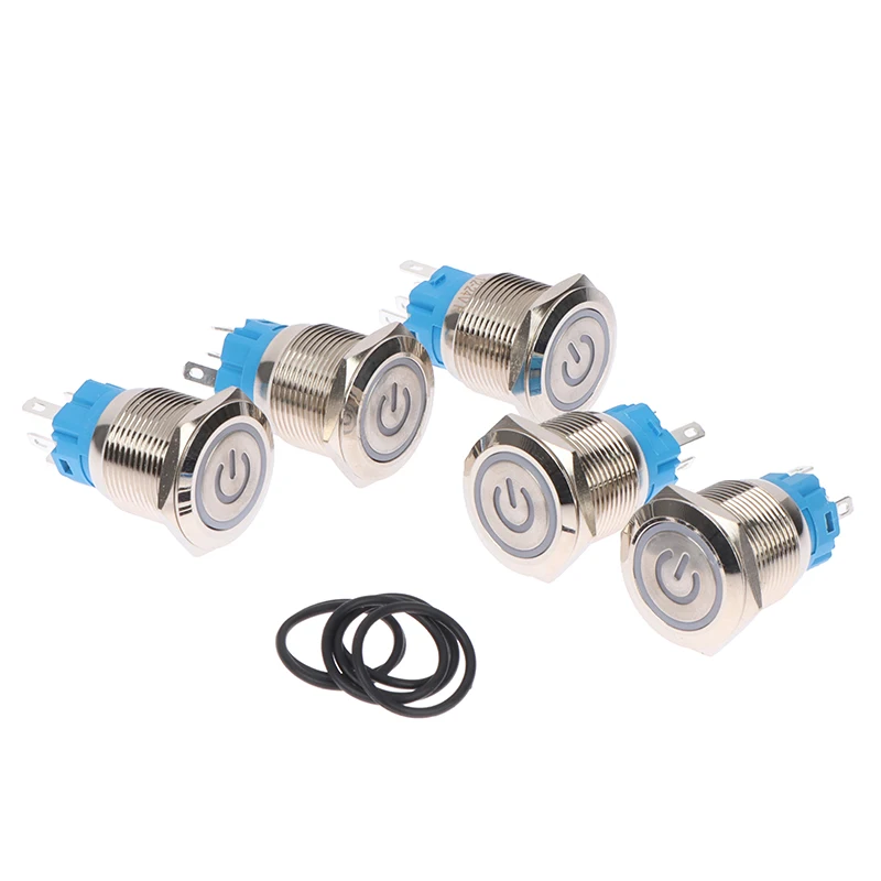 Металлическая кнопка с лампой 19 мм водонепроницаемая автоматический сброс