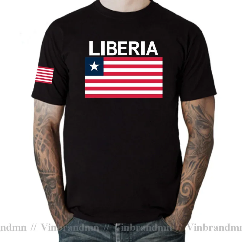 Фото Футболка Liberia Liberian, модная крутая майка, футболка национальной сборной, 100% хлопок, спортивная одежда, футболки, спортивная футболка LR LBR, лето №1