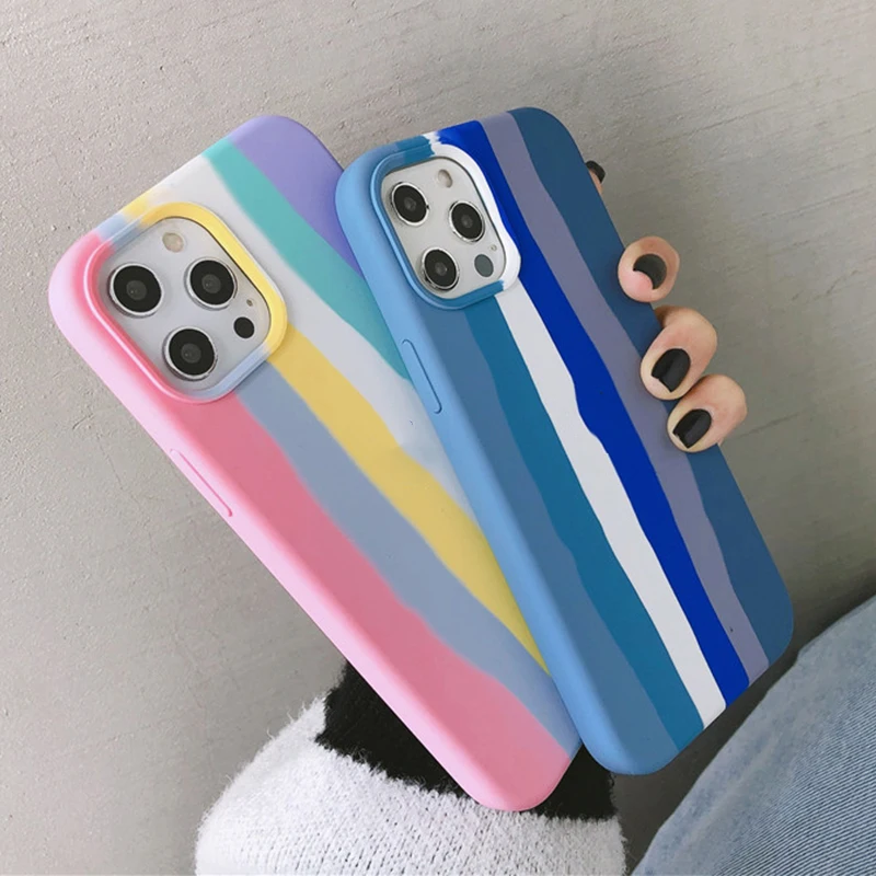 Оригинальный Радужный силиконовый чехол для Apple iPhone 11 12 13 Pro Max 13Pro 6s 7 8 Plus X XS MAX XR Mini