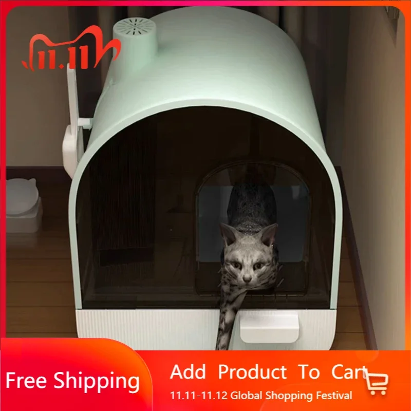 

Toilet Leak Proof Cat Bedpans Drawer Convenient Big Training Cat Bedpans Enclosed Sandbox Katzen Toilette Litter Box QF50CB