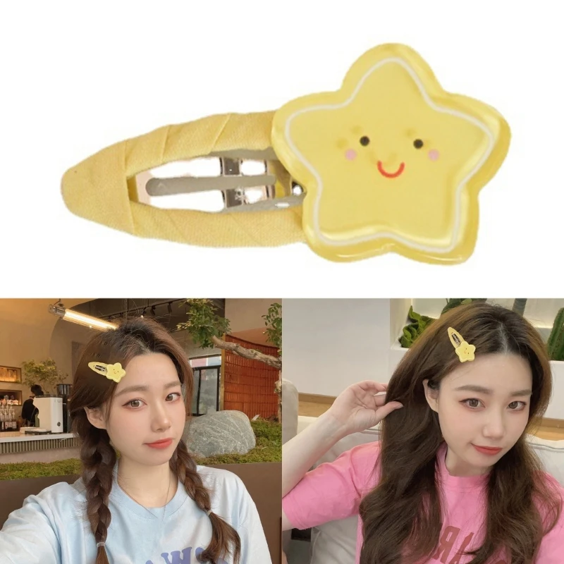 

Cream Star Hairpin Sweet Handmade Snap Clip Winter Headwear Accessories DXAA