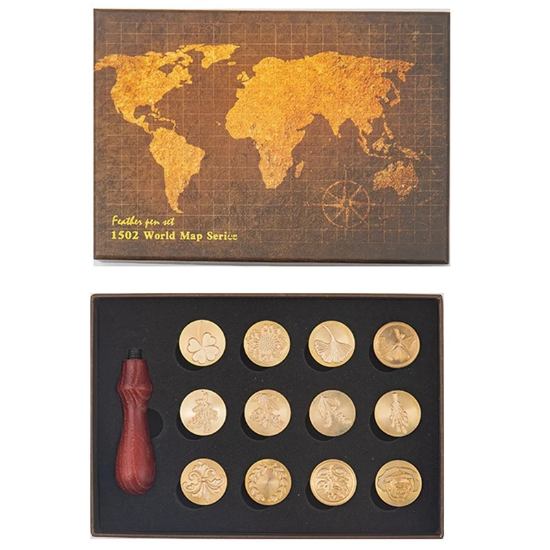 

Hot Sale Vintage Seal Wax Seal Head Wooden Handle Set Wedding Invitation Signed Children's Toy