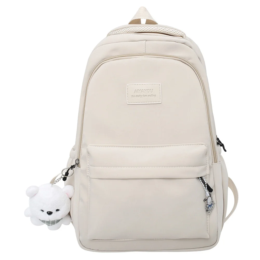 

Women's Backpack Schoolbag for Teenage Girl Book Knapsack Student Backpacks Solid Color Female Multi-pocket Woman Travel Bag