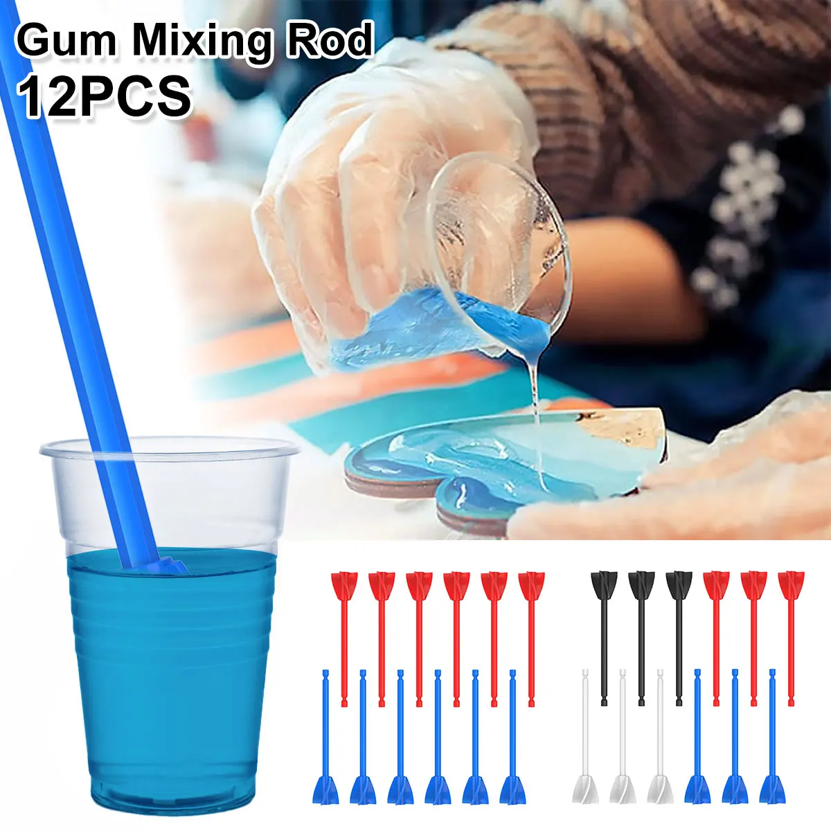 

12Pcs Mixer Paddle 4-Blade Reusable Powerful Mixer Attachment with 1/4 Inch Hex Shank Reduce Bubbles Mixer Accessories for
