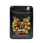Черный кожаный кошелек с принтом символов Римской империи, классический мужской и женский кошелек с зажимом для денег, держатель для карт