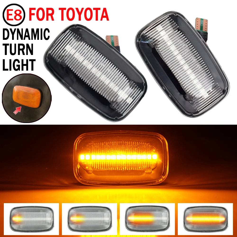 

2Pcs For Toyota Landcruiser 70 80 100 Series Dynamic LED Side Marker fender Lights Flowing Turn Signal Light Side Repeater