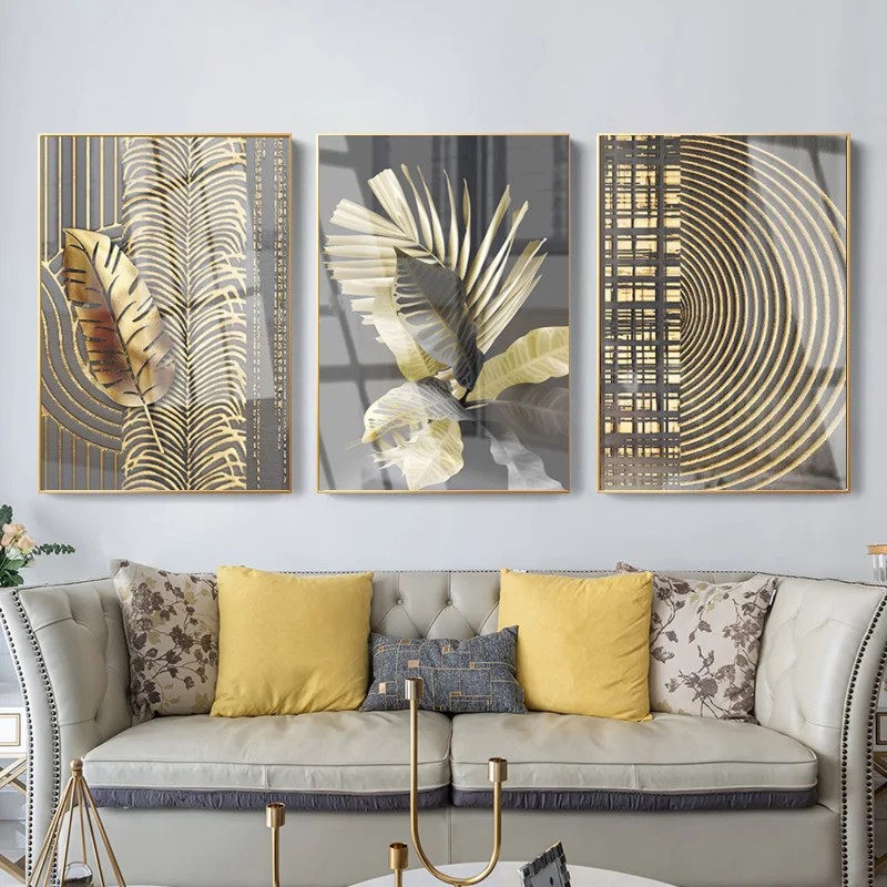 Абстрактная Скандинавская версия роскошные золотые ветви и нефритовые листья