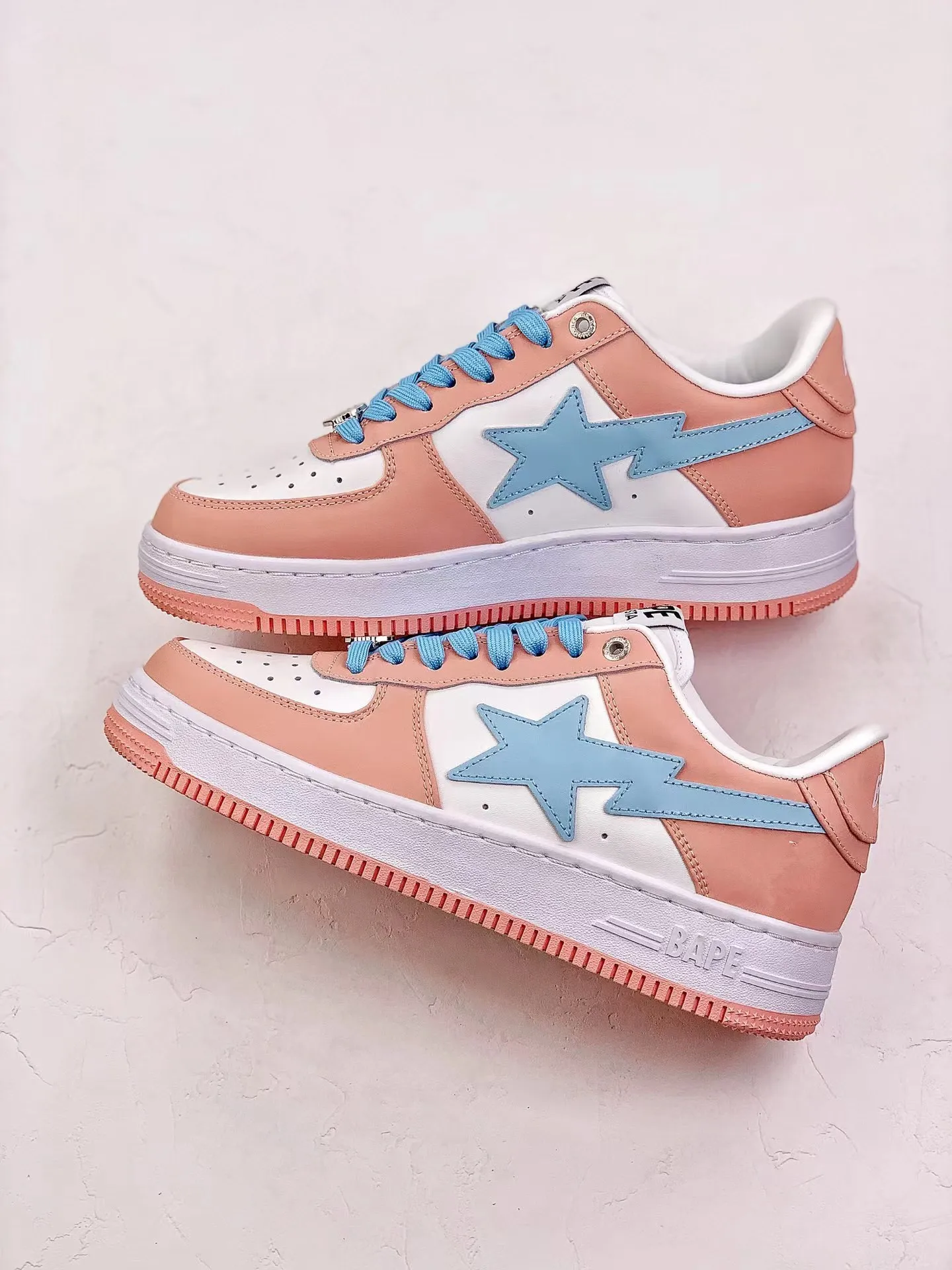 

Bapesta Snakers Vibe Skateboard Star Men's Women's Pink Running Shoes