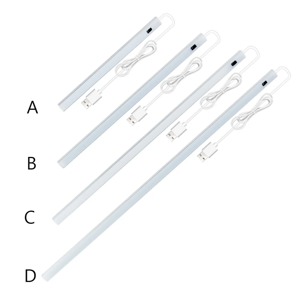 

USB Powered Adjustable Sensing Night Lamp Living Room Showcase Under Cabinet Light Bar Lighting Accessory White 30cm
