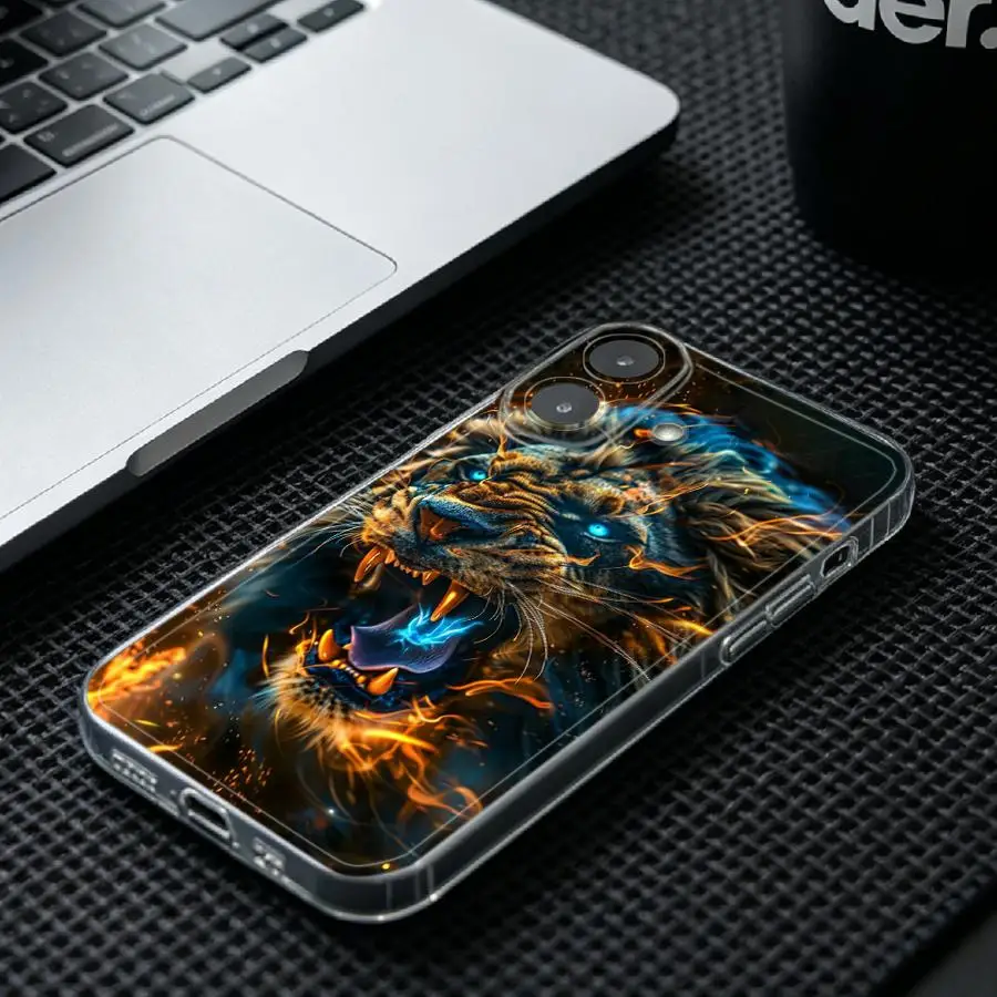 Фото Мягкий чехол для телефона Honor X9b X7b X8 90 Lite X8b X9a X8a с принтом «Огненная голова льва» №2