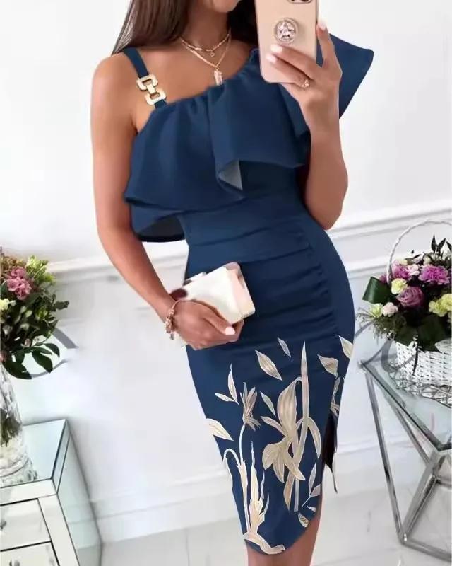 Женское платье без бретелек свободное рукавов с индивидуальным принтом